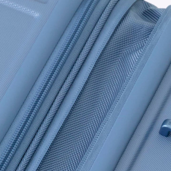 Blue suitcase on a white background